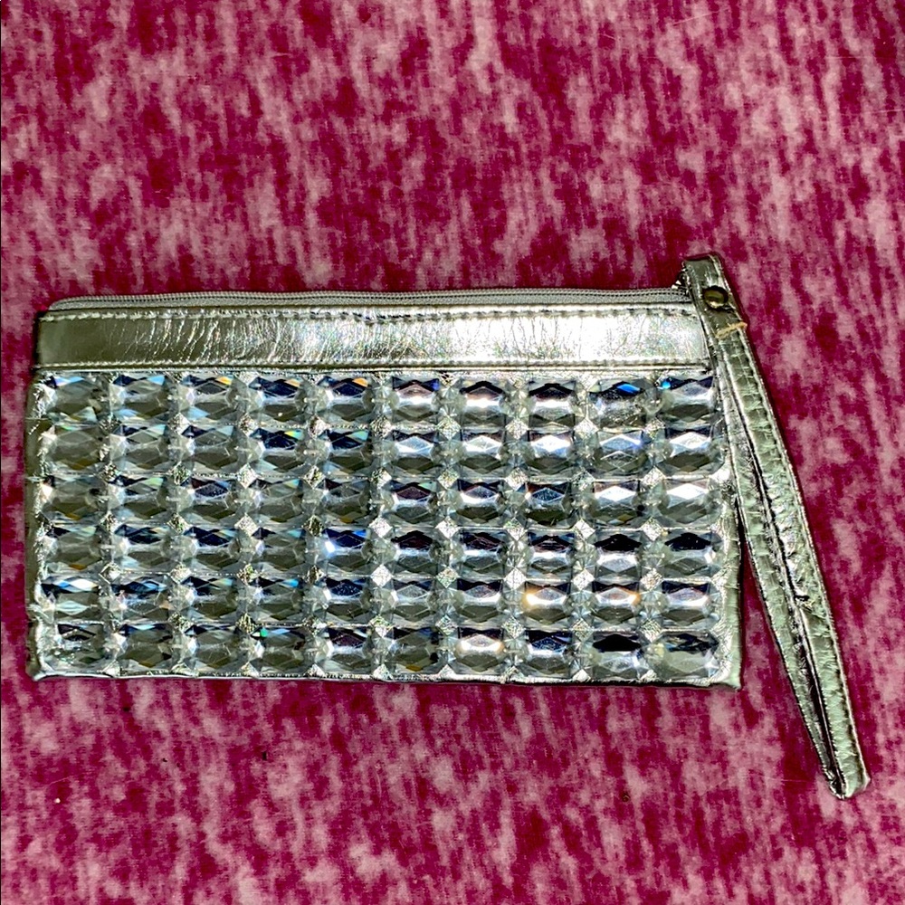 Vintage Silver Crystal Embellished Clutch